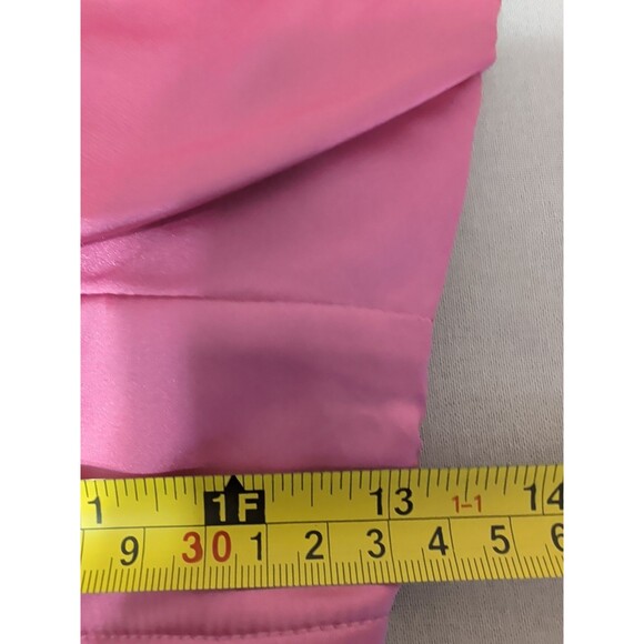 Women's Xsmall Satin Pink Cowl Neck Corset Crop Top Barbiecore Party Y2K - Picture 10 of 12